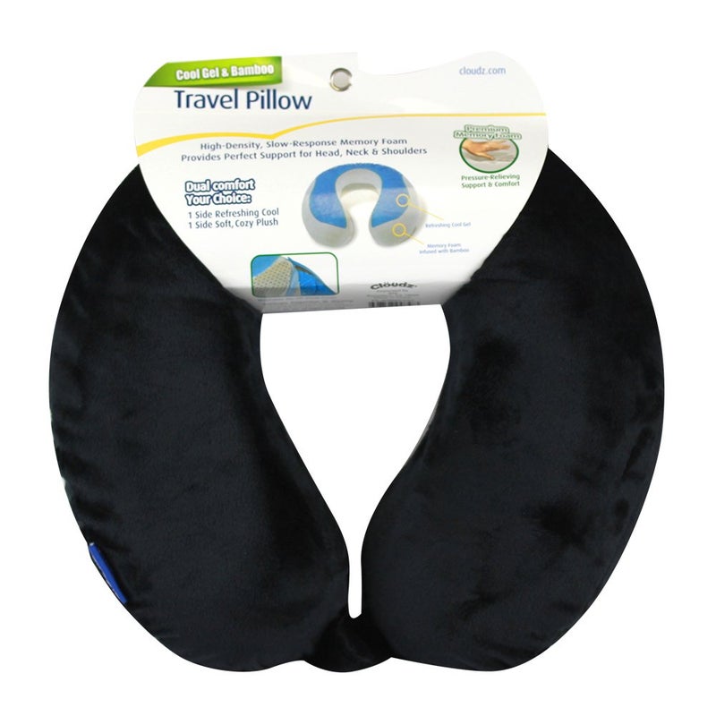 Cloudz Comfort Gel Memory Foam Travel Neck Pillow - Black - Image 3